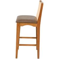 Banqueta Toscana Madeira Maciça Carvalho Tela Bege Corino Marrom