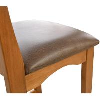 Banqueta Toscana Madeira Maciça Carvalho Tela Bege Corino Marrom - 7