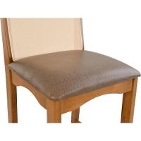 Banqueta Toscana Madeira Maciça Carvalho Tela Bege Corino Marrom - 8