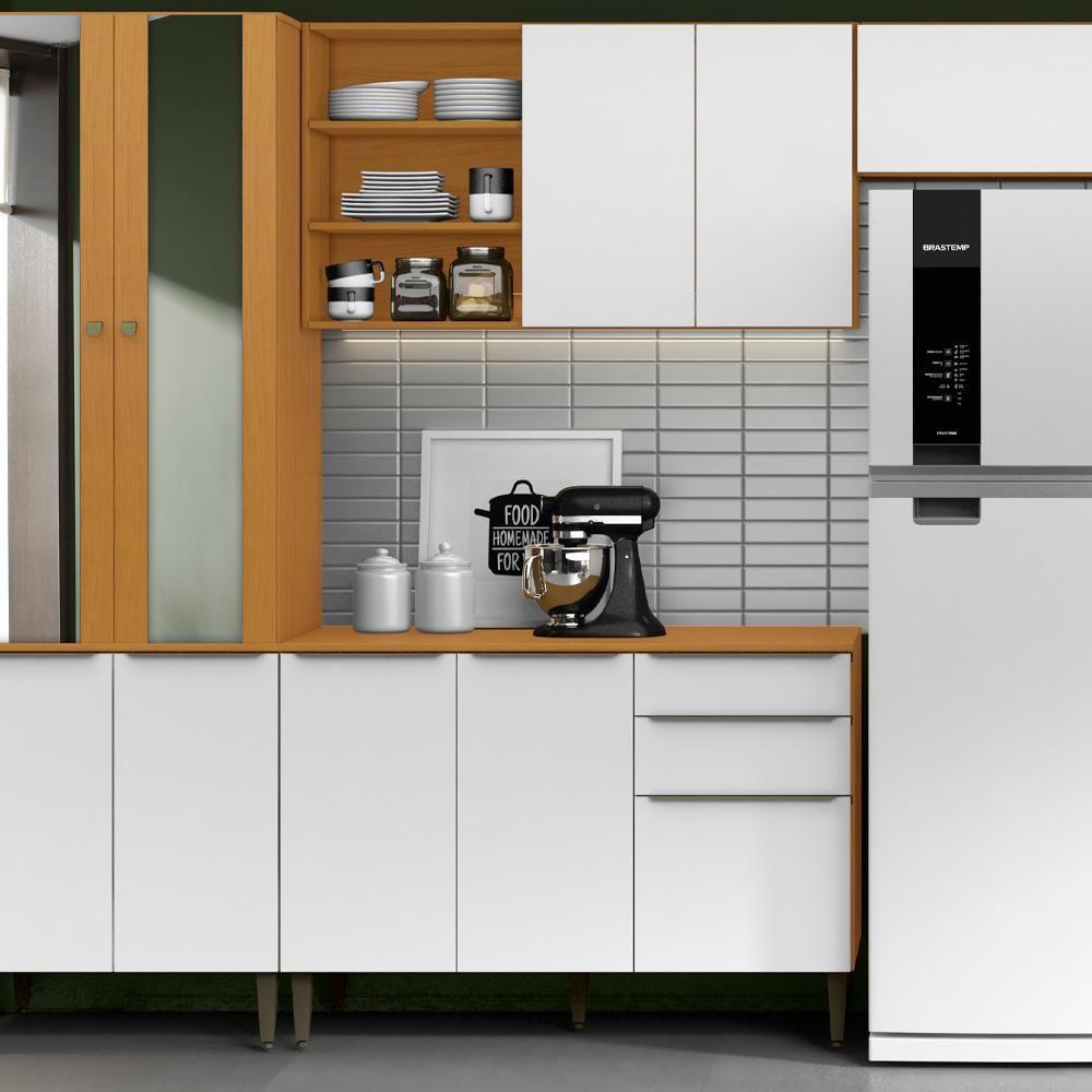 Armario Aereo E Balcao Com Tampo 120 Cm Cinamomo Branco Armoveis Cinamomo Branco - 2