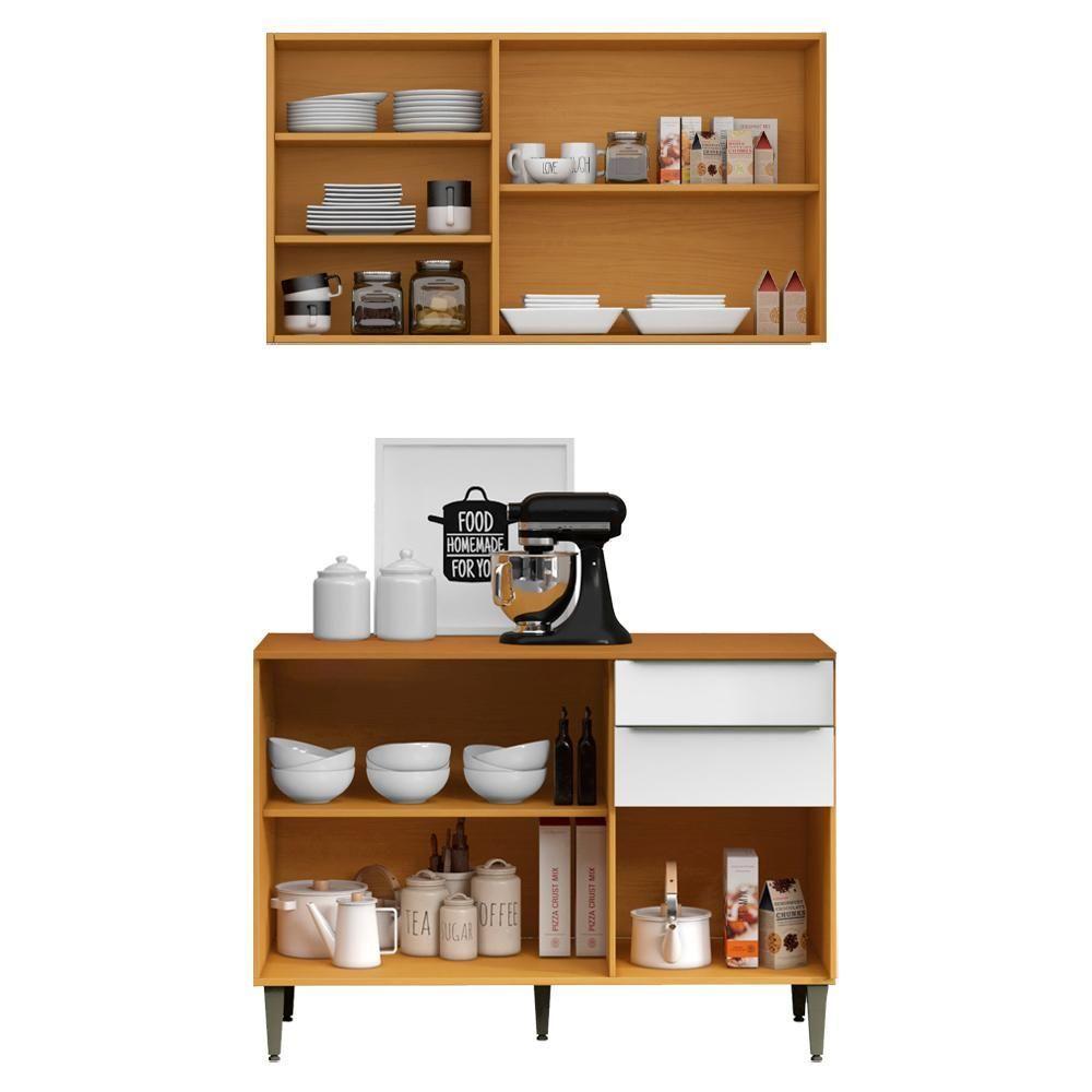 Armario Aereo E Balcao Com Tampo 120 Cm Cinamomo Branco Armoveis Cinamomo Branco - 7