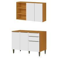 Armario Aereo E Balcao Com Tampo 120 Cm Cinamomo Branco Armoveis Cinamomo Branco - 1