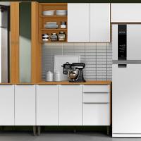 Armario Aereo E Balcao Com Tampo 120 Cm Cinamomo Branco Armoveis Cinamomo Branco - 2