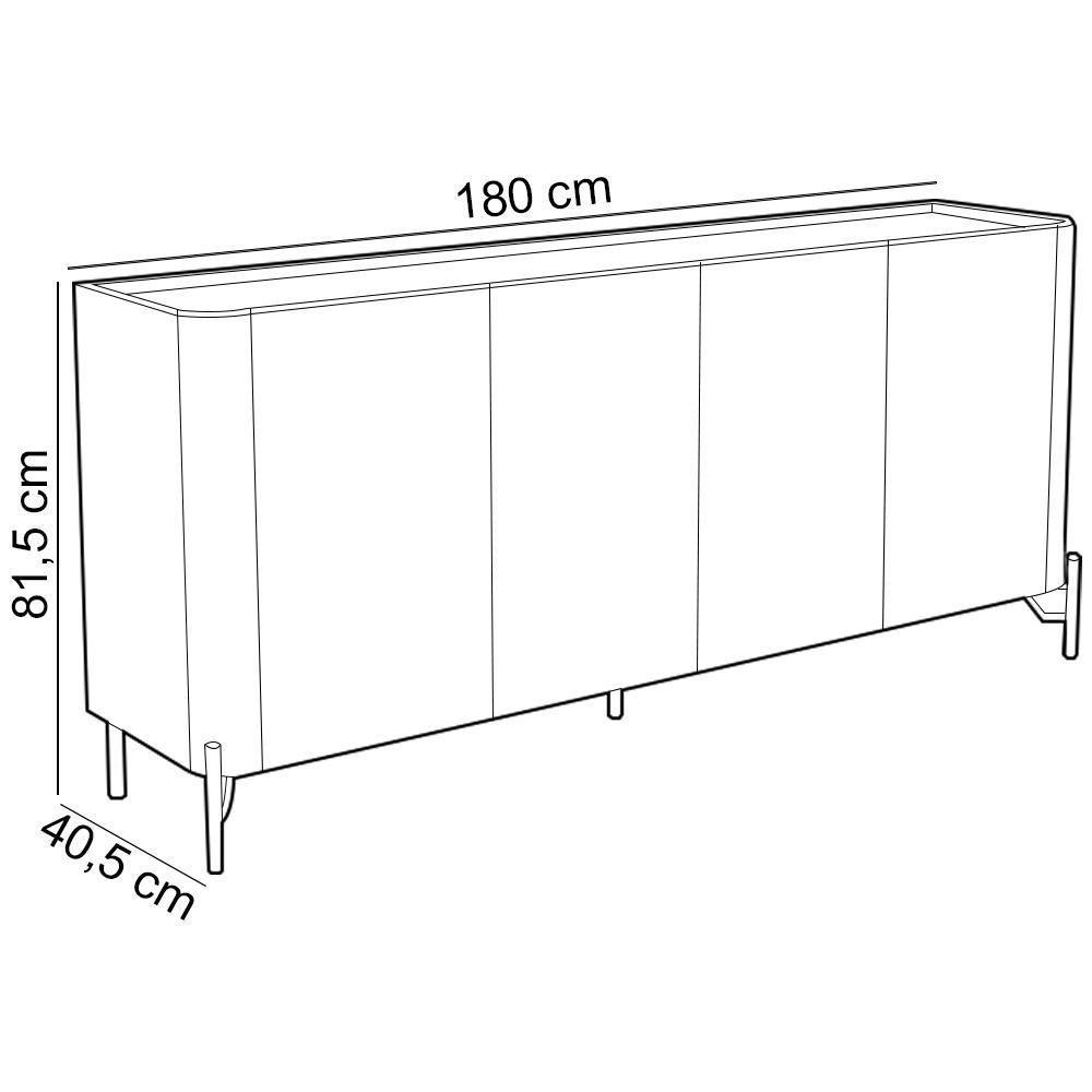 Buffet Para Sala De Jantar 4 Portas 1 Gaveta Pés Industrial Dourado Naim I03 Musgo - Lyam - 3