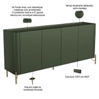 Buffet Para Sala De Jantar 4 Portas 1 Gaveta Pés Industrial Dourado Naim I03 Musgo - Lyam - 2