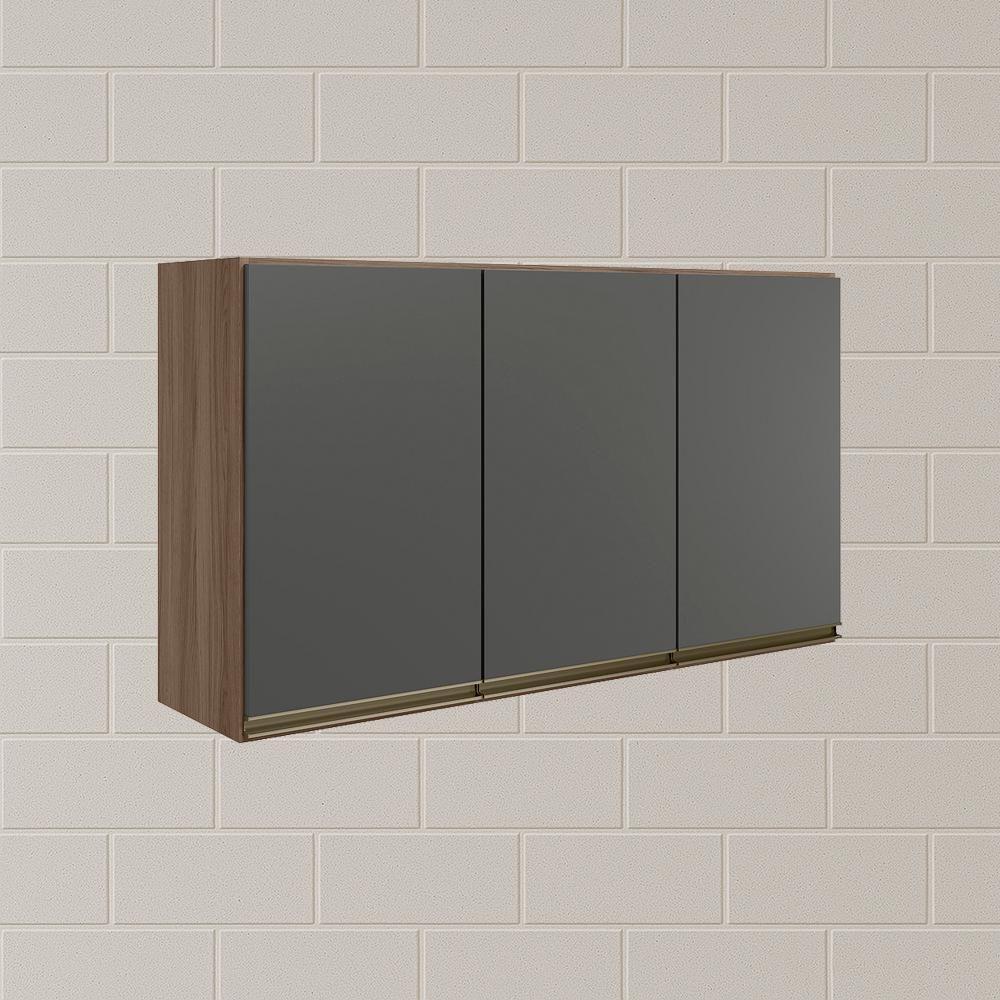Armario Aereo 3 Portas Mdf 120 Cm Kali 12197 Carvalho Toq Chumbo Nicioli Carvalho Toq Chumbo - 6