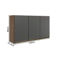 Armario Aereo 3 Portas Mdf 120 Cm Kali 12197 Carvalho Toq Chumbo Nicioli Carvalho Toq Chumbo - 3