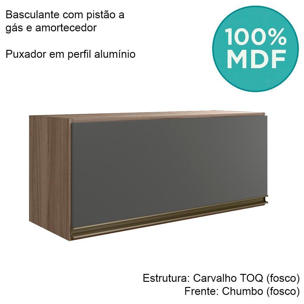 Armario Aereo Basc Mdf 70 Cm Kali 16339 Carvalho Toq Chumbo Nicioli Carvalho Toq Chumbo - 4