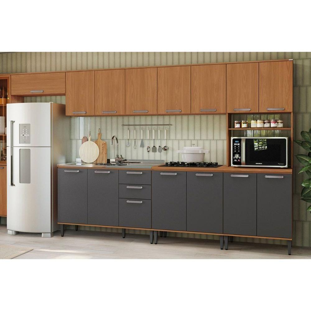 Armário Aéreo P- Cozinha Linna T733 C- 3 Portas 120cm Canela - Kappesberg - 6