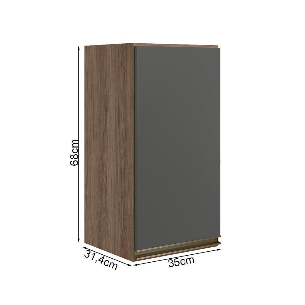 Armario Aereo 1 Porta Mdf 35 Cm Kali 16089 Carvalho Toq Chumbo Nicioli Carvalho Toq Chumbo - 3