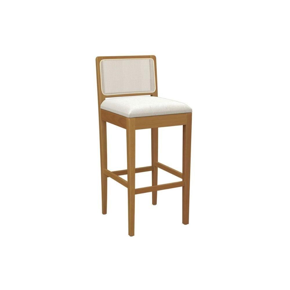 Banqueta Sala De Jantar Sara Madeira Maciça 1bmm005ca 1 Un Carvalho-linho Bege Caqui-tela Bege - Kappesberg - 1