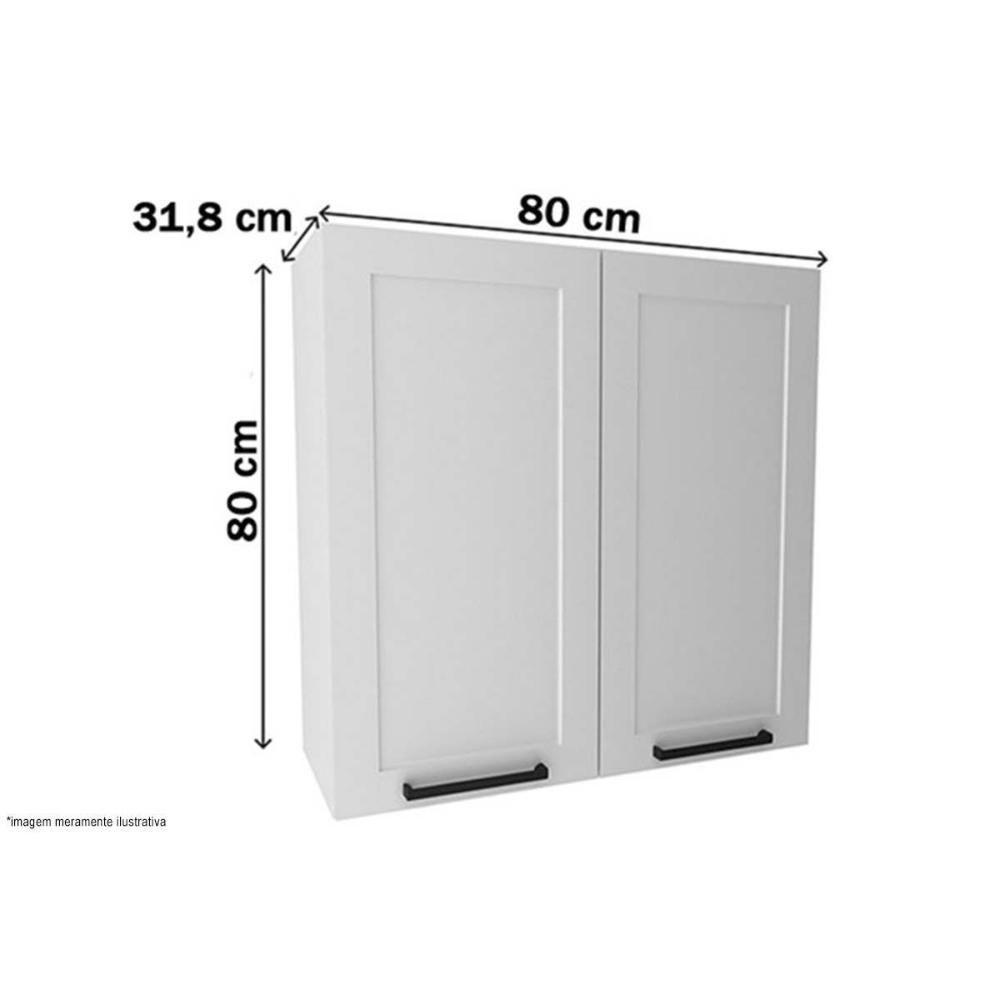 Armário Aéreo P- Cozinha Cz-3314 C- 2 Portas 80cm Branco - Tecno Mobili - 2