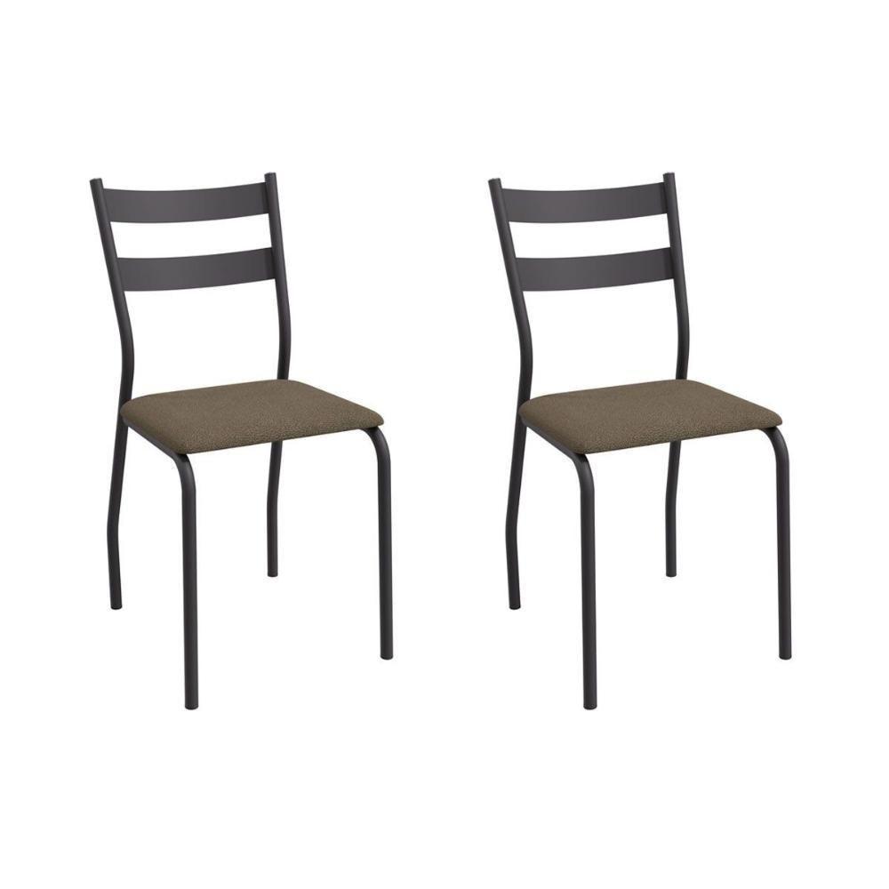 Cadeira Sala De Jantar Bali 2c141prf Aço Kit 2 Un Preto-suede Cappuccino - Kappesberg - 1