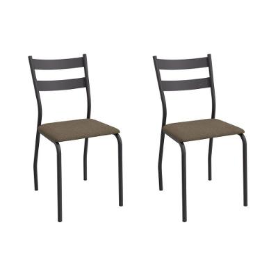 Cadeira Sala De Jantar Bali 2c141prf Aço Kit 2 Un Preto-suede Cappuccino - Kappesberg