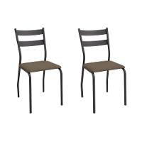 Cadeira Sala De Jantar Bali 2c141prf Aço Kit 2 Un Preto-suede Cappuccino - Kappesberg - 1