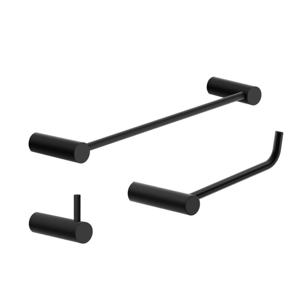 Kit Acessório Banheiro Preto Fosco 3 Peças Grego Metal 2030or - 1