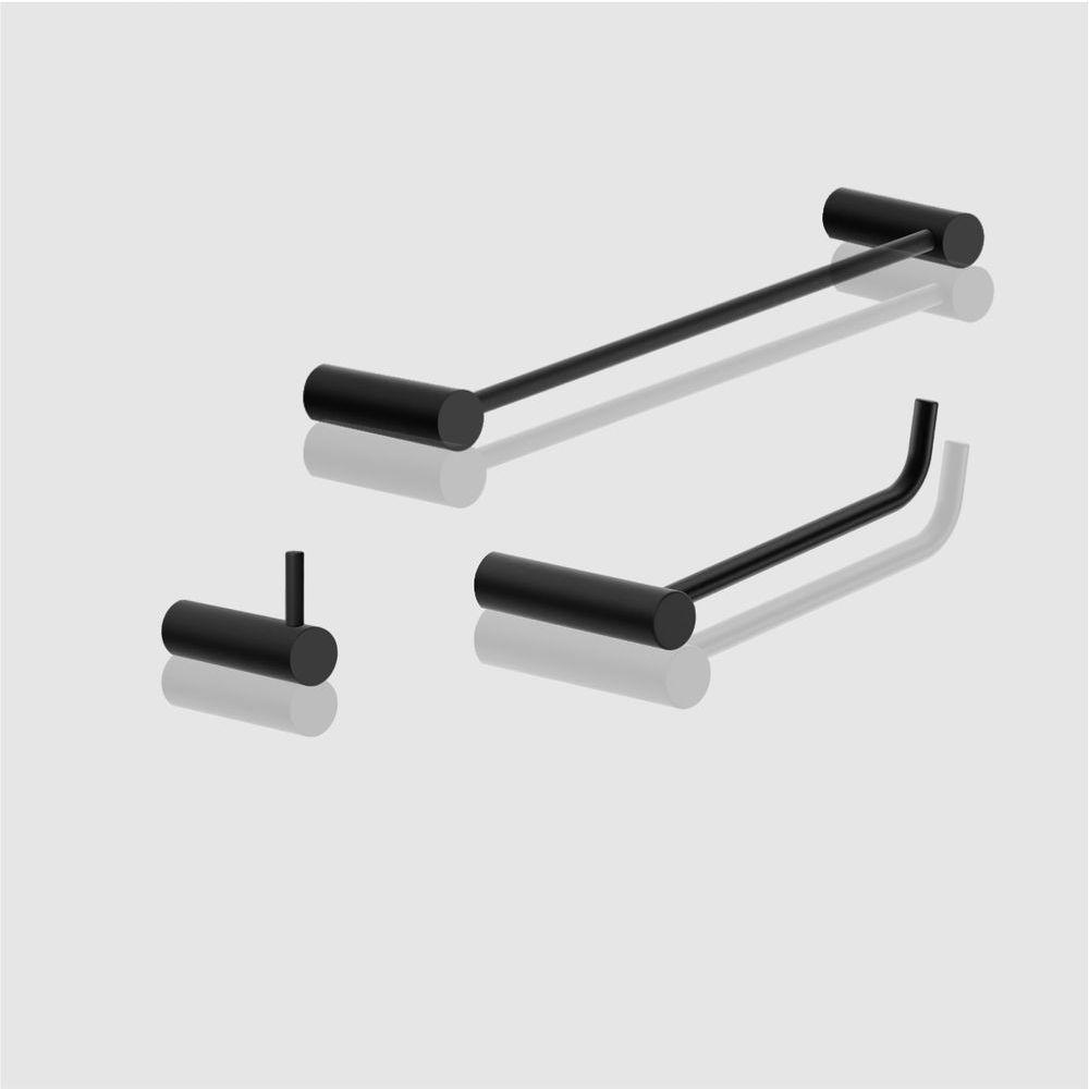 Kit Acessório Banheiro Preto Fosco 3 Peças Grego Metal 2030or - 3