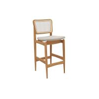 Banqueta Sala De Jantar Liz 1bmm009ca Premium Madeira Maciça 1 Un Carvalho-linho Bege Caqui-tela Bege - Kappesberg - 1