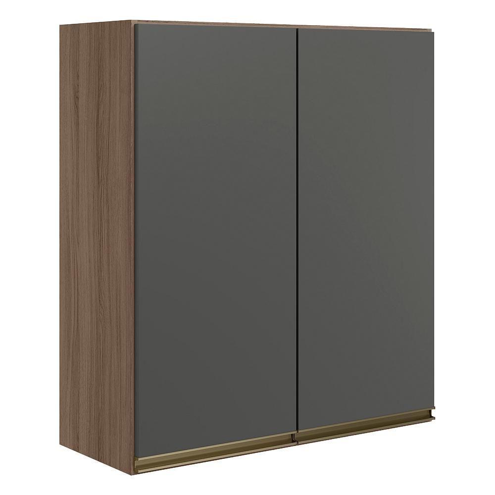 Armario Aereo 2 Portas Mdf 70 Cm Kali 12208 Carvalho Toq Chumbo Nicioli Carvalho Toq Chumbo - 1