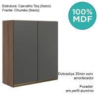 Armario Aereo 2 Portas Mdf 70 Cm Kali 12208 Carvalho Toq Chumbo Nicioli Carvalho Toq Chumbo