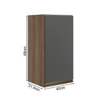 Armario Aereo 1p Mdf 40 Cm Kali 12202 Carvalho Toq Chumbo Nicioli Carvalho Toq Chumbo - 3