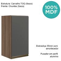 Armario Aereo 1p Mdf 40 Cm Kali 12202 Carvalho Toq Chumbo Nicioli Carvalho Toq Chumbo