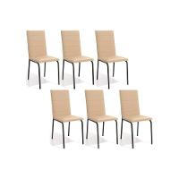 Cadeira De Cozinha Amsterdã C091prf Aço Kit 6 Un Preto-corano Bege - Kappesberg - 1