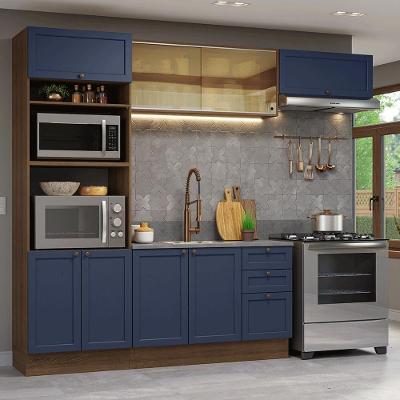 Armário De Cozinha Completa 270 Cm Rustic-azul Vik Madesa 04 Rustic-azul
