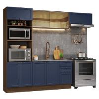 Armário De Cozinha Completa 270 Cm Rustic-azul Vik Madesa 04 Rustic-azul - 2