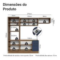 Armário De Cozinha Completa 270 Cm Rustic-azul Vik Madesa 04 Rustic-azul - 3