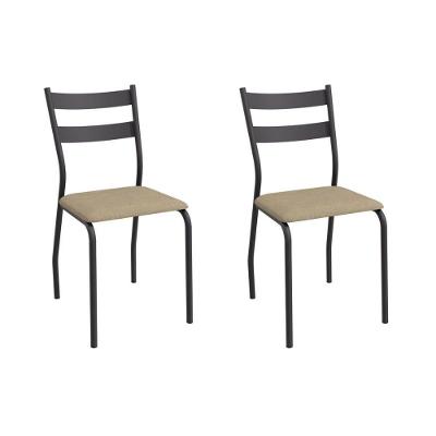 Cadeira Sala De Jantar Bali 2c141prf Aço Kit 2 Un Preto-ano Capuccino - Kappesberg