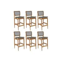 Banqueta Sala De Jantar Liz 1bmm009ca Premium Madeira Maciça Kit 6 Un Carvalho-linho Escuro-tela Grafite - Kappesberg - 1