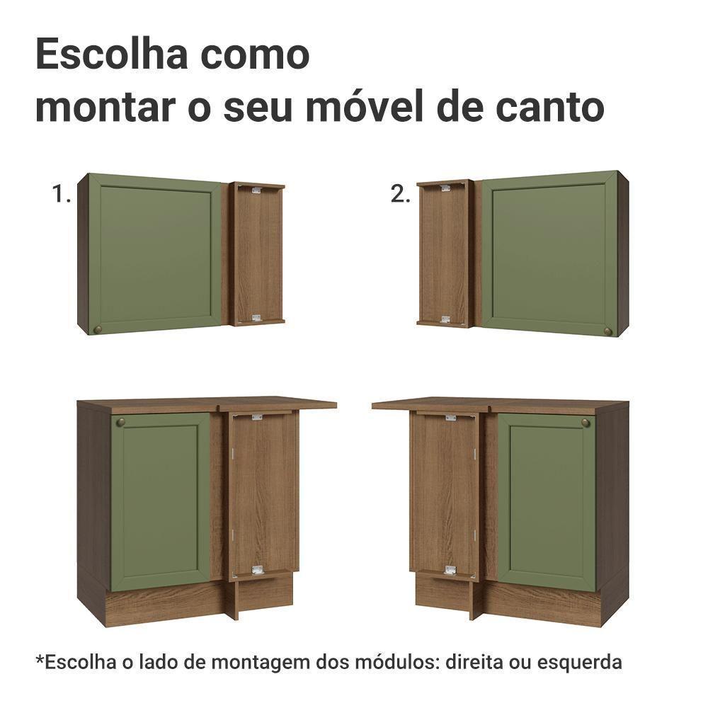 Armário De Cozinha Completa De Canto 399 Cm Rustic-verde Vik Madesa 02 Rustic-verde - 9