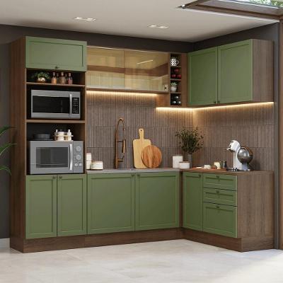 Armário De Cozinha Completa De Canto 399 Cm Rustic-verde Vik Madesa 02 Rustic-verde