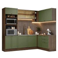 Armário De Cozinha Completa De Canto 399 Cm Rustic-verde Vik Madesa 02 Rustic-verde - 2