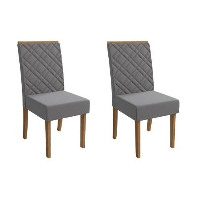 Cadeira De Cozinha Gardênia 2cad149 Madeirado Kit 2 Un Canela-suede Cinza - Kappesberg