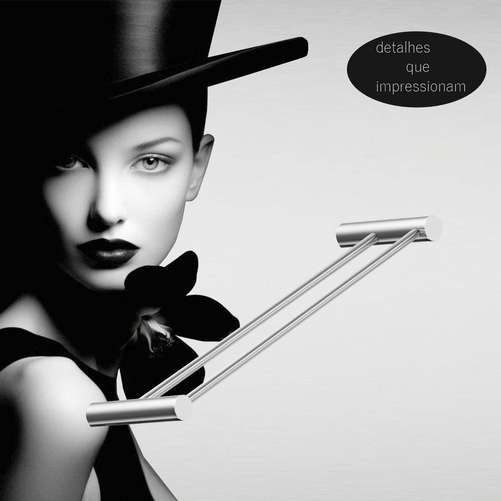 Porta Toalha Toalheiro Duplo Rosto Para Banheiro Escovado Orion 30cm - 2