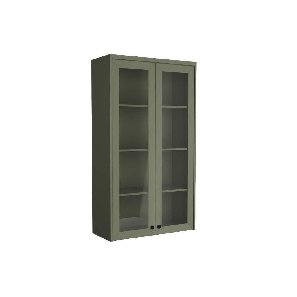 Armário Aéreo P- Cozinha évora Ph 3129 C- 2 Portas C- Vidro 80cm Verde - Herval - 1