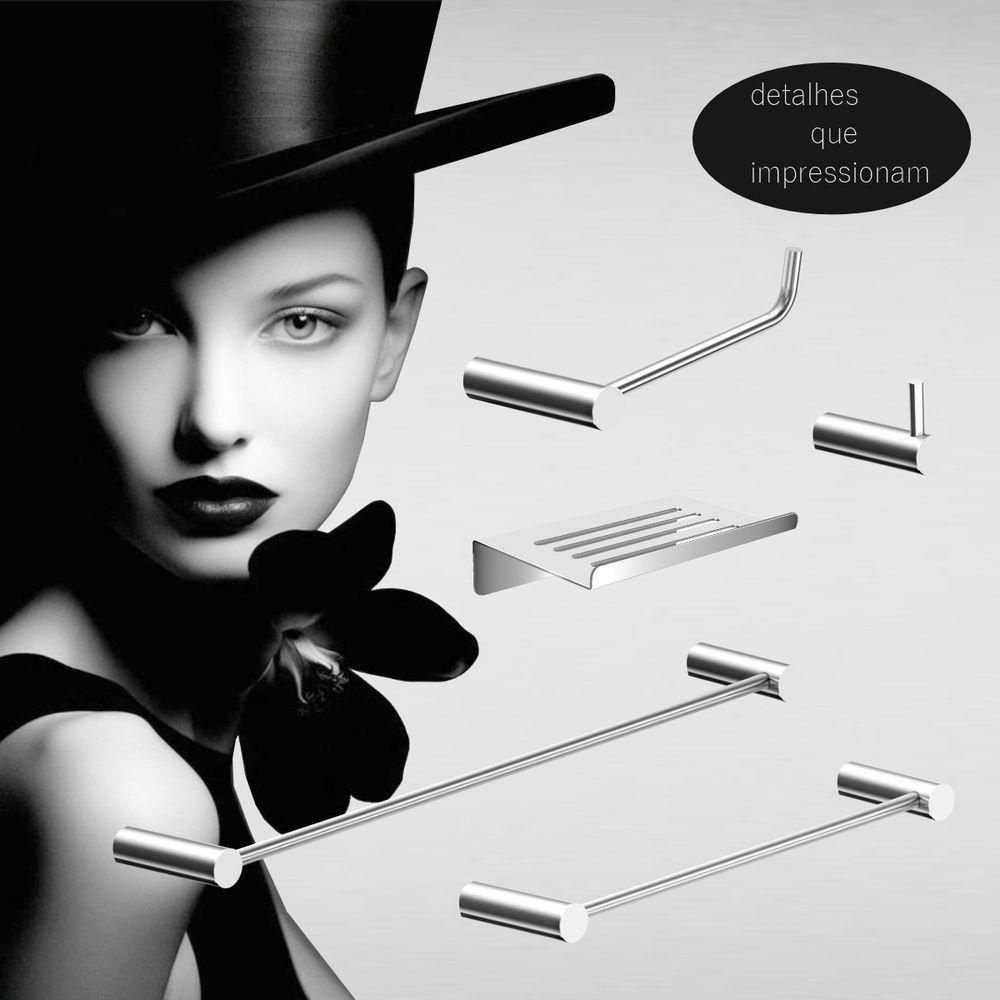 Kit Acessórios Para Banheiro Alto Brilho 5 Peças Grego Metal 2180or - 2