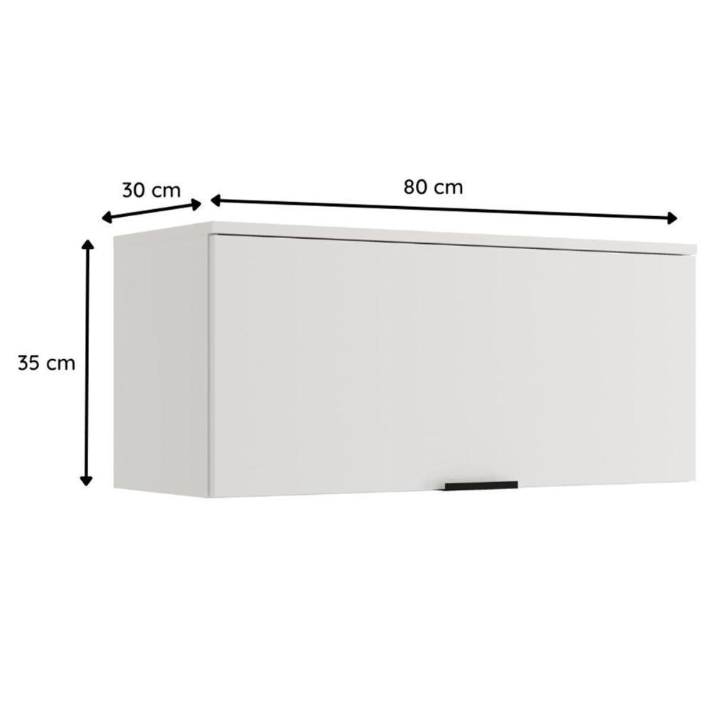 Armário Aéreo Cozinha Modulado Alpha 2503 C- 1 Porta Basculante 80cm Freijo-off White - Carraro - 2