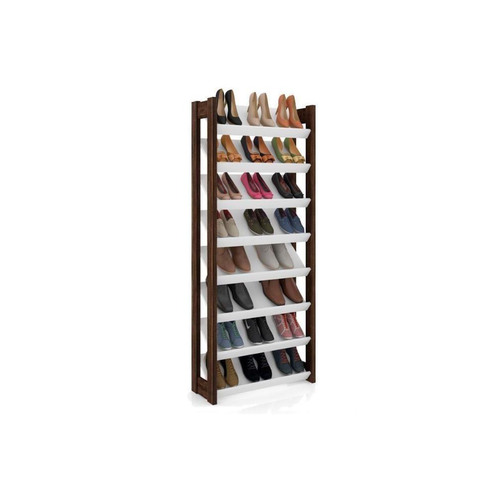 Armário Sapateira Solteiro Az1006 C- 8 Prateleiras Amêndoa-branco - Tecno Mobili - 8