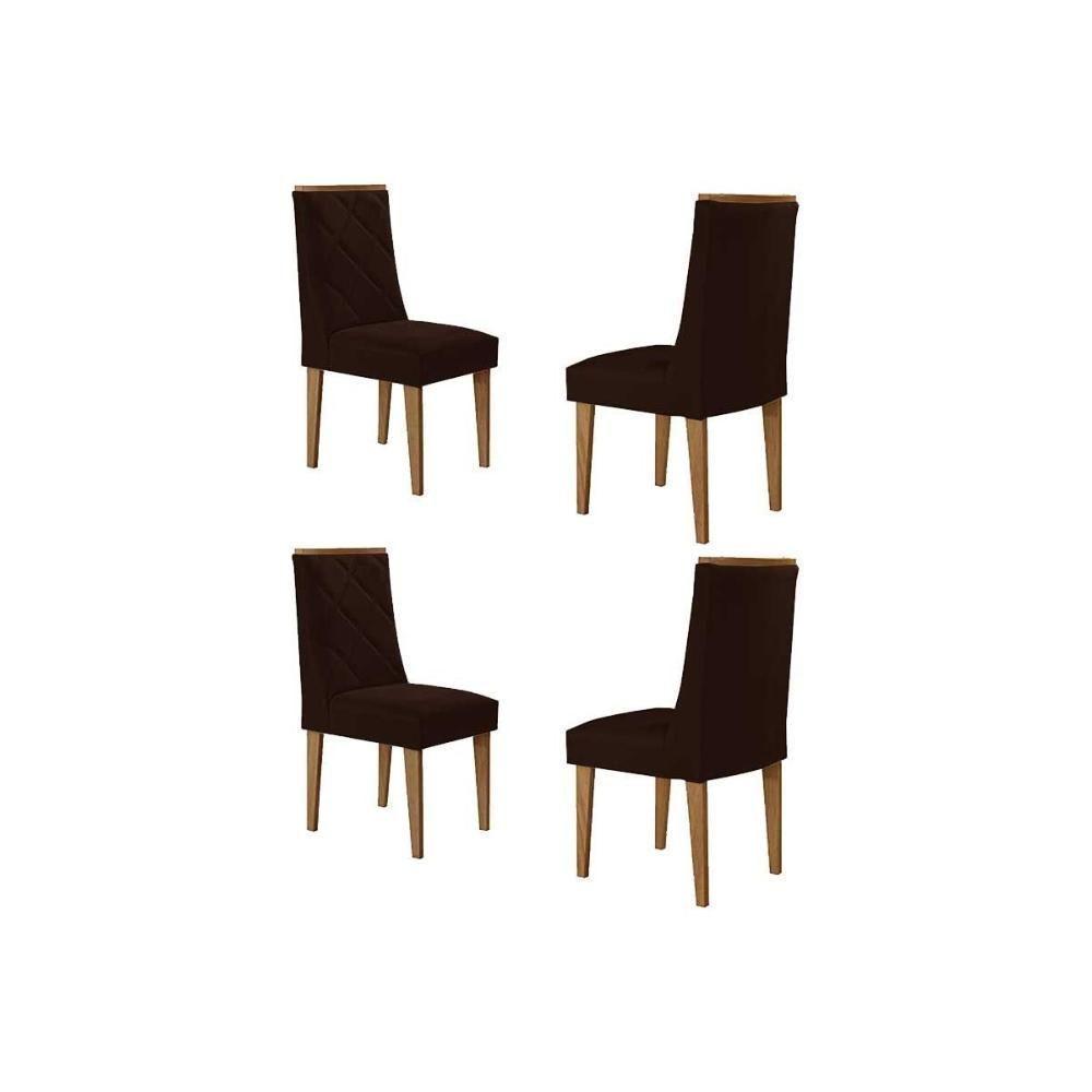 Cadeira Sala De Jantar Pietá Kit 4 Un Naturalle-suede Marrom - Rufato - 1