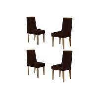Cadeira Sala De Jantar Pietá Kit 4 Un Naturalle-suede Marrom - Rufato - 1