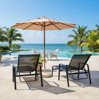 2 Cadeira Espreguiçadeira Piscina Sevilha + Guarda Sol Praia Nossakasa Preto - 3