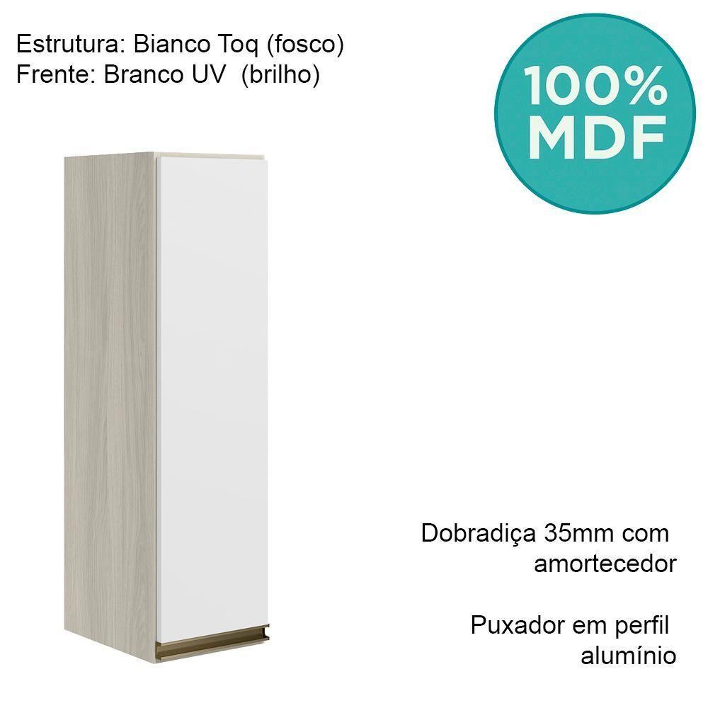 Armario Aereo 1 Porta Mdf 25 Cm Kali 12200 Bianco Toq Branco Uv Nicioli Bianco Toq Branco Uv - 4