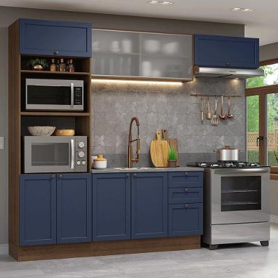 Cozinha Completa Vik 6 Portas 3 Gavetas 270 cm Azul Rustic Texturizado