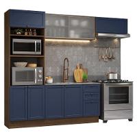 Armário De Cozinha Completa 270 Cm Rustic-azul Vik Madesa 03 Rustic-azul - 2