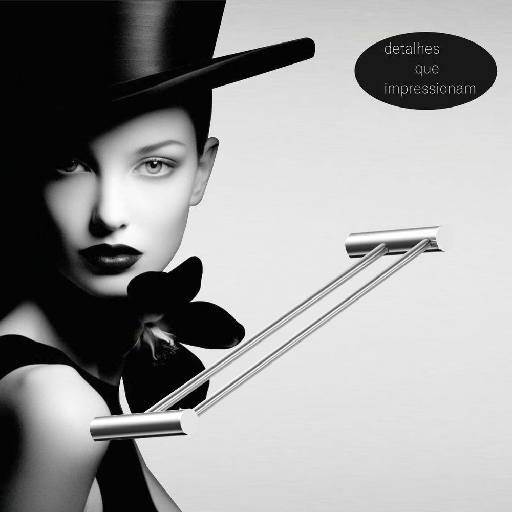 Porta Toalha Toalheiro Duplo Rosto Para Banheiro Alto Brilho Orion 40cm - 2