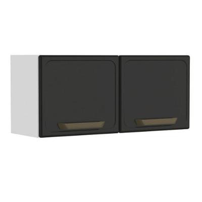 Armário Aéreo Cozinha Modulado Bella C- 2 Portas 80cm Grafite - Bertolini
