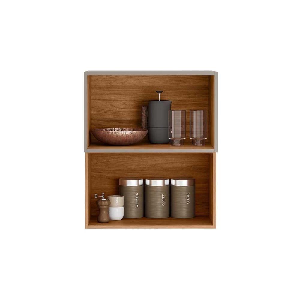 Armário Aéreo P- Cozinha Proença C- 2 Portas Basculante (1 C- Vidro Reflecta) 60cm Nogueira-carbono Prime Tx - Demóbile - 4